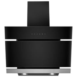 electriQ 60cm Angled Cooker Hood - Black and Stainless Steel