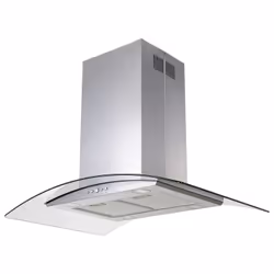 90cm Curved Glass Island Cooker Hood Contemporary glass design and stainless steel finish Unbranded design to suit every kit ...