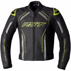 RST S1 Motorcycle Leather Jacket, black-yellow, Size 42 for Men