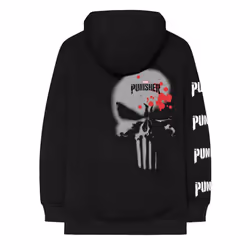 Punisher Skull Stamp Hoodie - M, Black