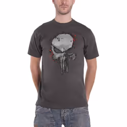 Punisher T Shirt Metallic Skull Logo new Official Marvel Mens Charcoal Grey - L, Charcoal