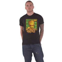 Guardians of the Galaxy T Shirt I am Groot Square new Official Marvel Mens Black - L, Black