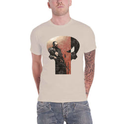 Punisher T Shirt Skull Outline Character new Official Marvel Comics Mens Natural - L, White