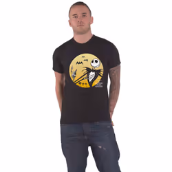 Nightmare Before Christmas Sunset Jack Logo T Shirt - L, Black