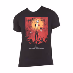 The Nightmare Before Christmas T Shirt Jack Orange Sun Logo new Official Mens - S, Black