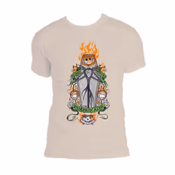 The Nightmare Before Christmas T Shirt Orange Flames Pumpkin King Official Mens - L, Natural