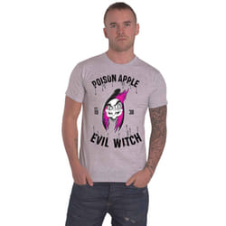 Snow White T Shirt Evil Witch Poison Apple Logo new Official Disney Unisex Grey - S, Grey