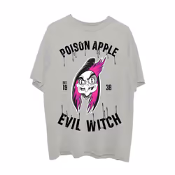 Snow White T Shirt Evil Witch Poison Apple Logo new Official Disney Unisex Grey - S, Grey