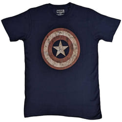 Marvel T Shirt Captain America Embroidered Shield new Official Mens Navy - S, Navy