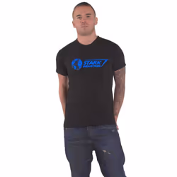 Marvel T Shirt Stark Industries Blue new Official Mens Black - L, Black