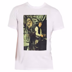 Star Wars T Shirt Chewbacca & Han Stare new Official Mens White - L, White