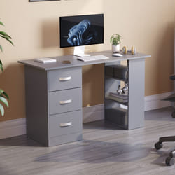 Mason 3 Drawer Shelf Computer Desk PC Office Study - Grey