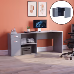 Longton Computer Desk Corner Adjustable L Shape - Grey
