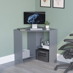 Hetton Corner Computer Desk PC Office Study Table - Grey