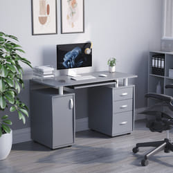 Otley 3 Drawer Computer Desk PC Office Workstation - Grey