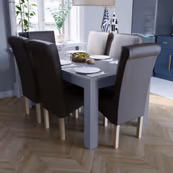 Medina 4 6 Seater Dining Table Oak Walnut Wood - Grey, 6 Seater Table
