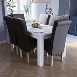 Medina 4 6 Seater Dining Table Oak Walnut Wood - White, 6 Seater Table