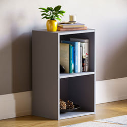 Oxford 2 Tier Cube Bookcase Modern Storage Unit - Grey