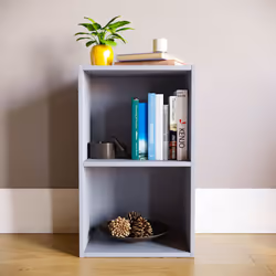 Oxford 2 Tier Cube Bookcase Modern Storage Unit - Grey