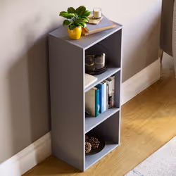 Oxford 3 Tier Cube Bookcase Library Shelving Unit - Grey