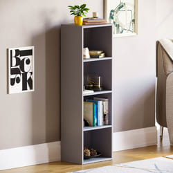 Oxford 4 Tier Cube Bookcase Display Shelving Unit - Grey