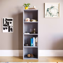 Oxford 4 Tier Cube Bookcase Display Shelving Unit - Grey