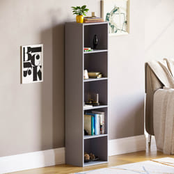 Oxford 5 Tier Cube Bookcase Tall Storage Display - Grey