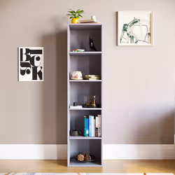 Oxford 5 Tier Cube Bookcase Tall Storage Display - Grey