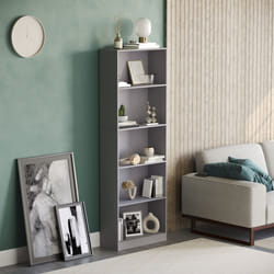 Cambridge 5 Tier Bookcase Tall Shelf Storage Unit - Grey