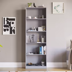 Cambridge 5 Tier Bookcase Tall Shelf Storage Unit - Grey