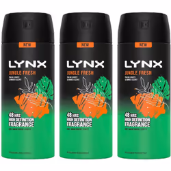 3 x Lynx 48 hrs Deodorant Body Spray 150ml - Jungle Fresh