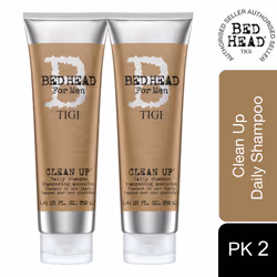 Bed Head for Men by Tigi Clean Up Mens Daily Shampoo for Normal Hair 250ml,2pk