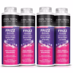 2x John Frieda Shampoo & Conditioner Duo Pack Frizz Ease Brazilian Sleek, 500ml