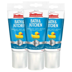 Unibond Silicone Sealant Anti-Mould & Waterproof for Kitchen & Bathroom, 147g 3 Pack