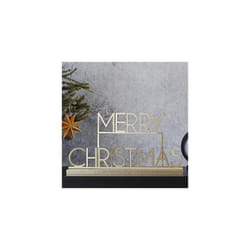 Gold Metal 'Merry Christmas' Sign Tabletop Fireplace Decoration