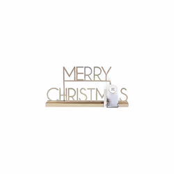 Gold Metal 'Merry Christmas' Sign Tabletop Fireplace Decoration