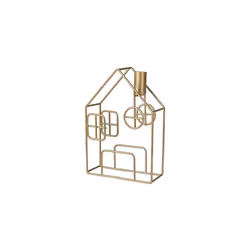 Gold Metal House Christmas Candle Holder Tabletop Fireplace Decoration