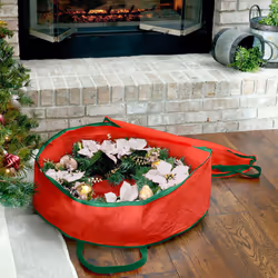 Christmas Door Wreath Garland Storage Zipped Bag Round Xmas Wall Decorations Box