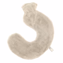 2L Faux Fur Curved Neck Shoulder Hot Water Bottle Soft Cosy Fleece Pain Reliever - Cream