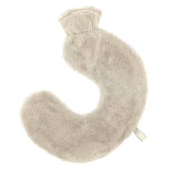 2L Faux Fur Curved Neck Shoulder Hot Water Bottle Soft Cosy Fleece Pain Reliever - Cream