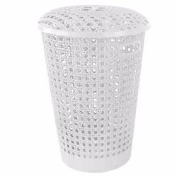 Laundry Linen Washing Basket 48L Hamper Rattan Bathroom Storage Clothes Bin Lid