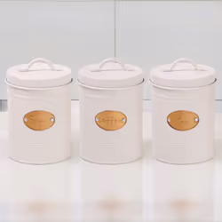 3 Piece Tea Coffee Sugar Kitchen Canister Cream Set Jars Containers Sealed with Lid Handle