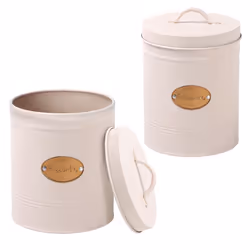 Kitchen Cream Round Canister Biscuit Food Storage Lid Handle Sealed