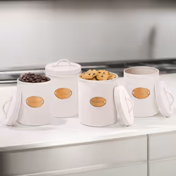 Kitchen Canister Set Tea Coffee Sugar Biscuit Tin Food Storage Handle