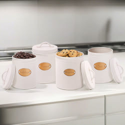 Kitchen Canister Set Tea Coffee Sugar Biscuit Tin Food Storage Handle