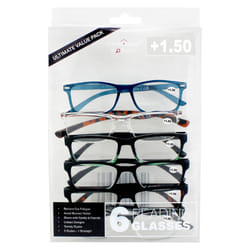 6 Pack Reading Glasses Unisex with Spring Hinges Lightweight Readers Eyeglasses +1.50 +2.00 +2.5 +3.00 - +1.5 Strength