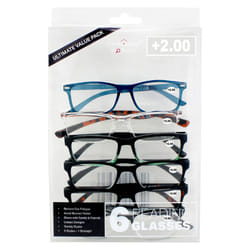 6 Pack Reading Glasses Unisex with Spring Hinges Lightweight Readers Eyeglasses +1.50 +2.00 +2.5 +3.00 - +2.0 Strength