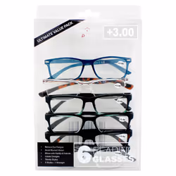 6 Pack Reading Glasses Unisex with Spring Hinges Lightweight Readers Eyeglasses +1.50 +2.00 +2.5 +3.00 - +3.0 Strength