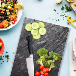 Set 2 Glass Chopping Board Stone Marble Slate Oven Cover Kitchen Serving Cutting Boards