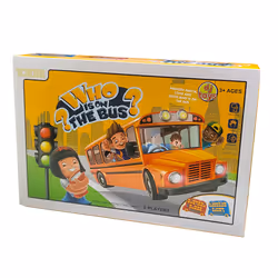 ) Kids 5 Piece Game Bundle Classic Family Educational Fun Traditional Board Games - Who is on the Bus? (Guess Who